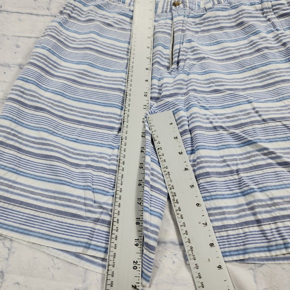 Polo Ralph Lauren Shorts MENS 33 Blue White Stripe Stretch Classic Fit Pony Logo - Picture 2 of 12